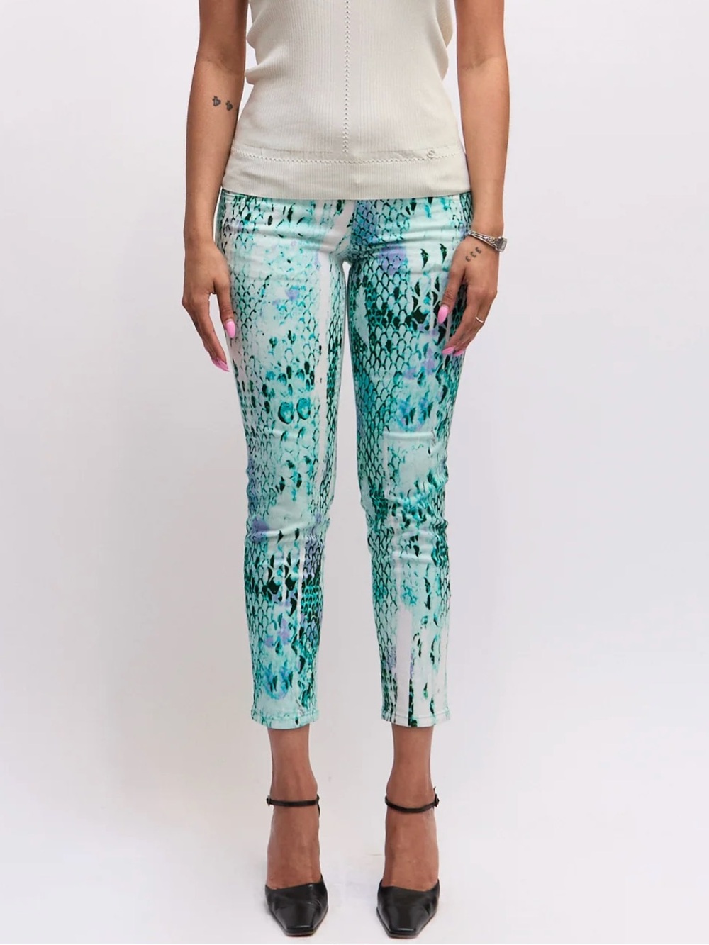 Roberto Cavalli Python pedal pusher jeans